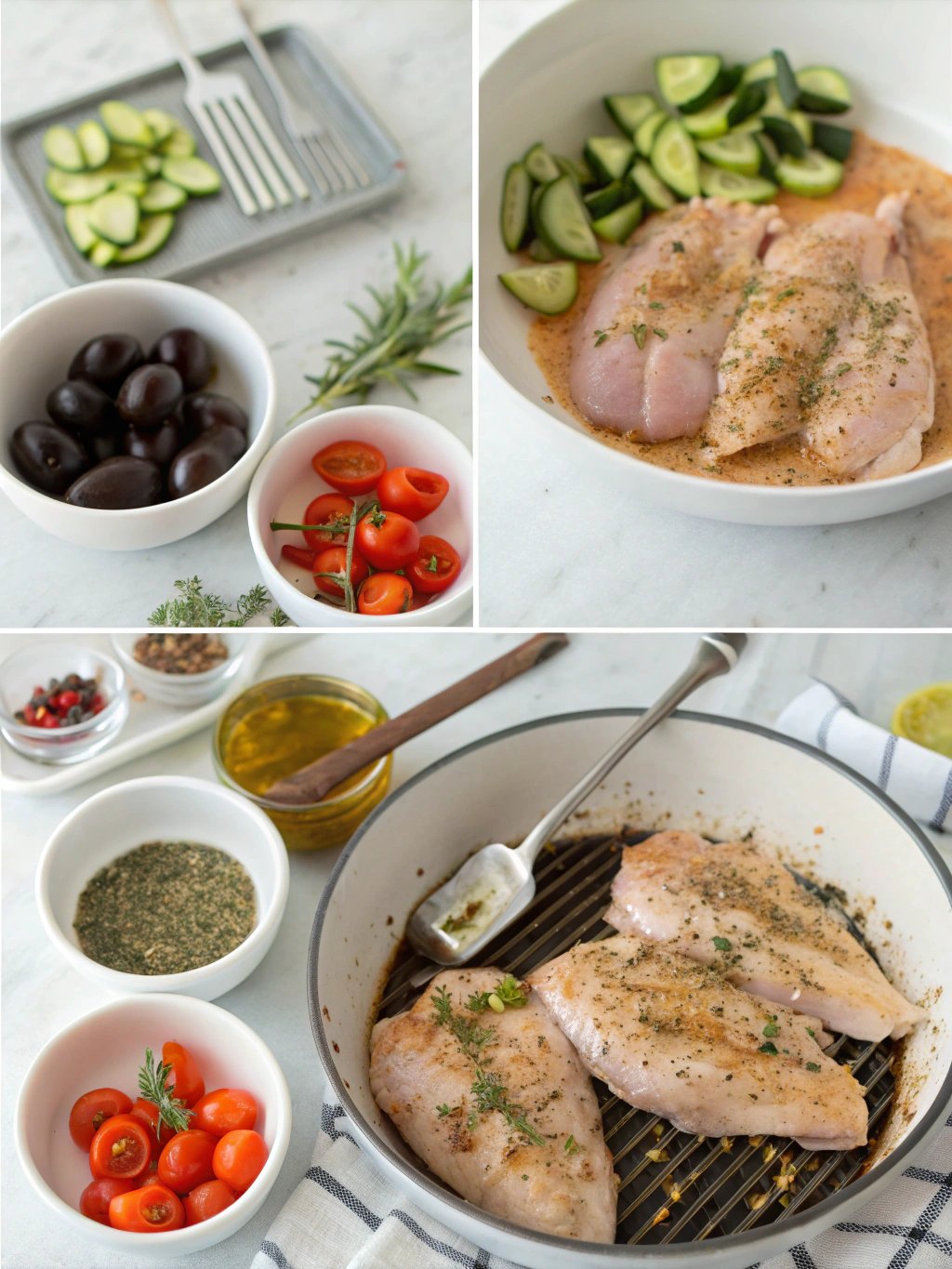gluten-free Mediterranean chicken preparing steps