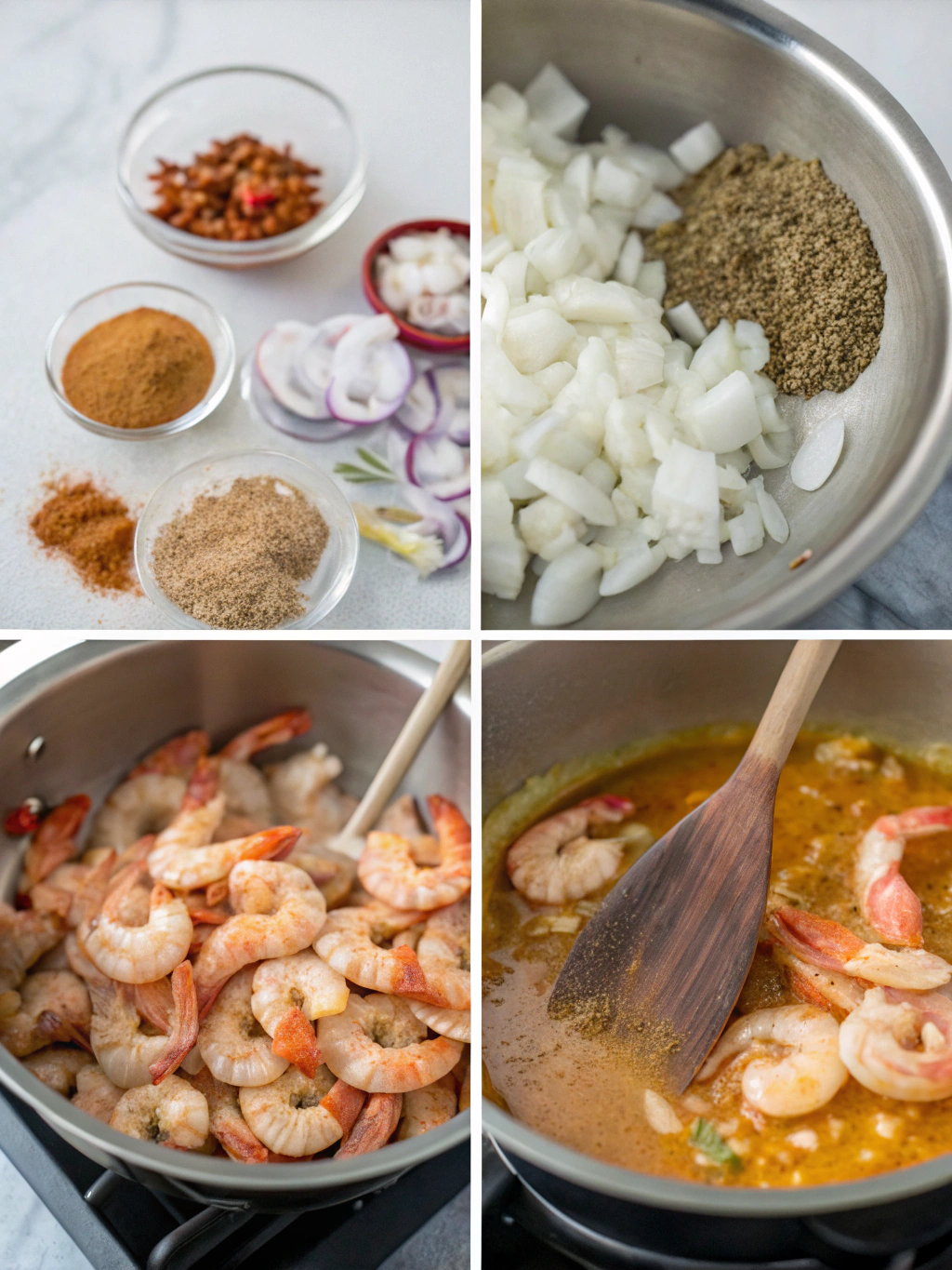 gluten-free shrimp curry preparing steps