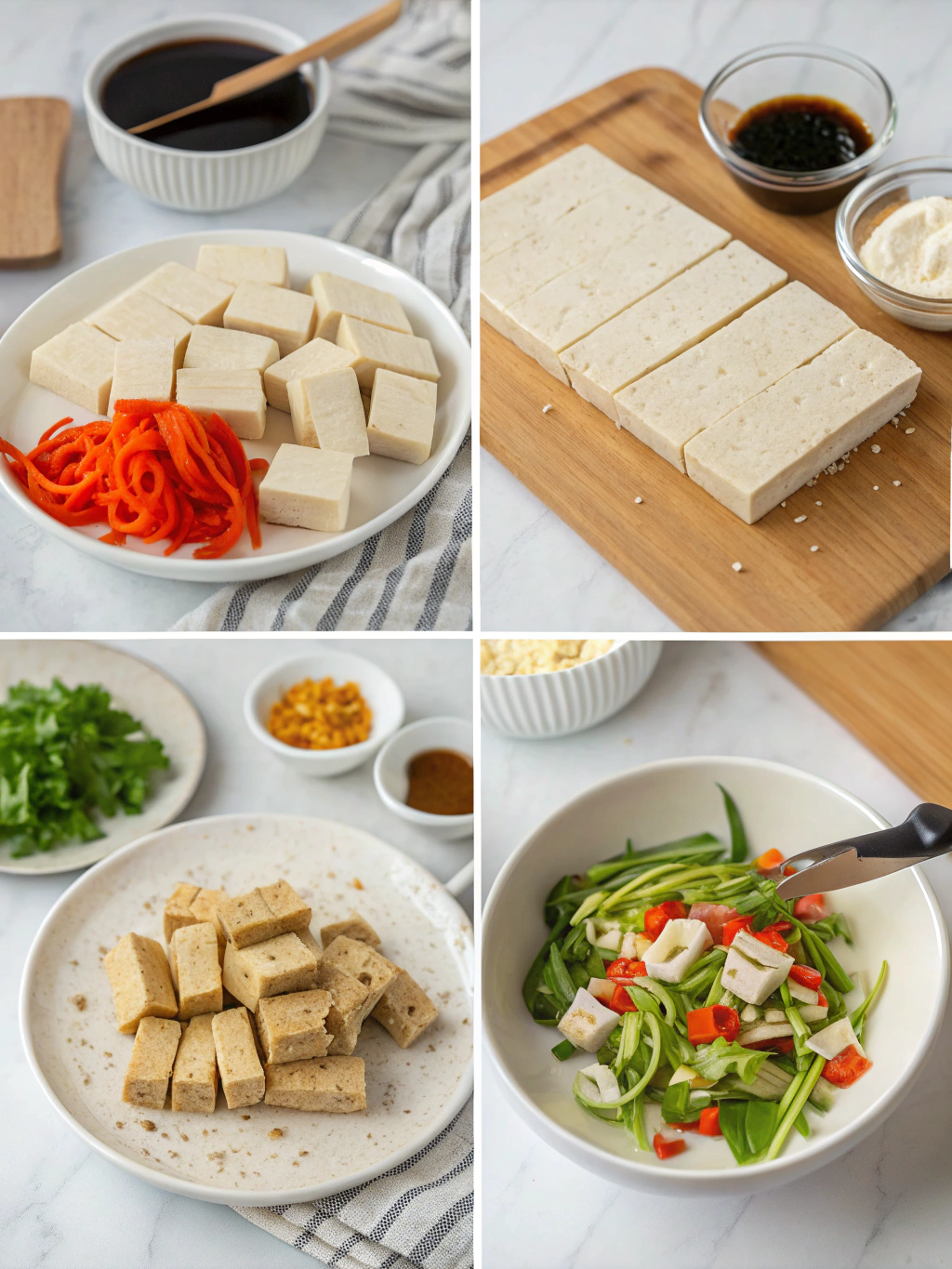 gluten-free tofu dinner preparing steps