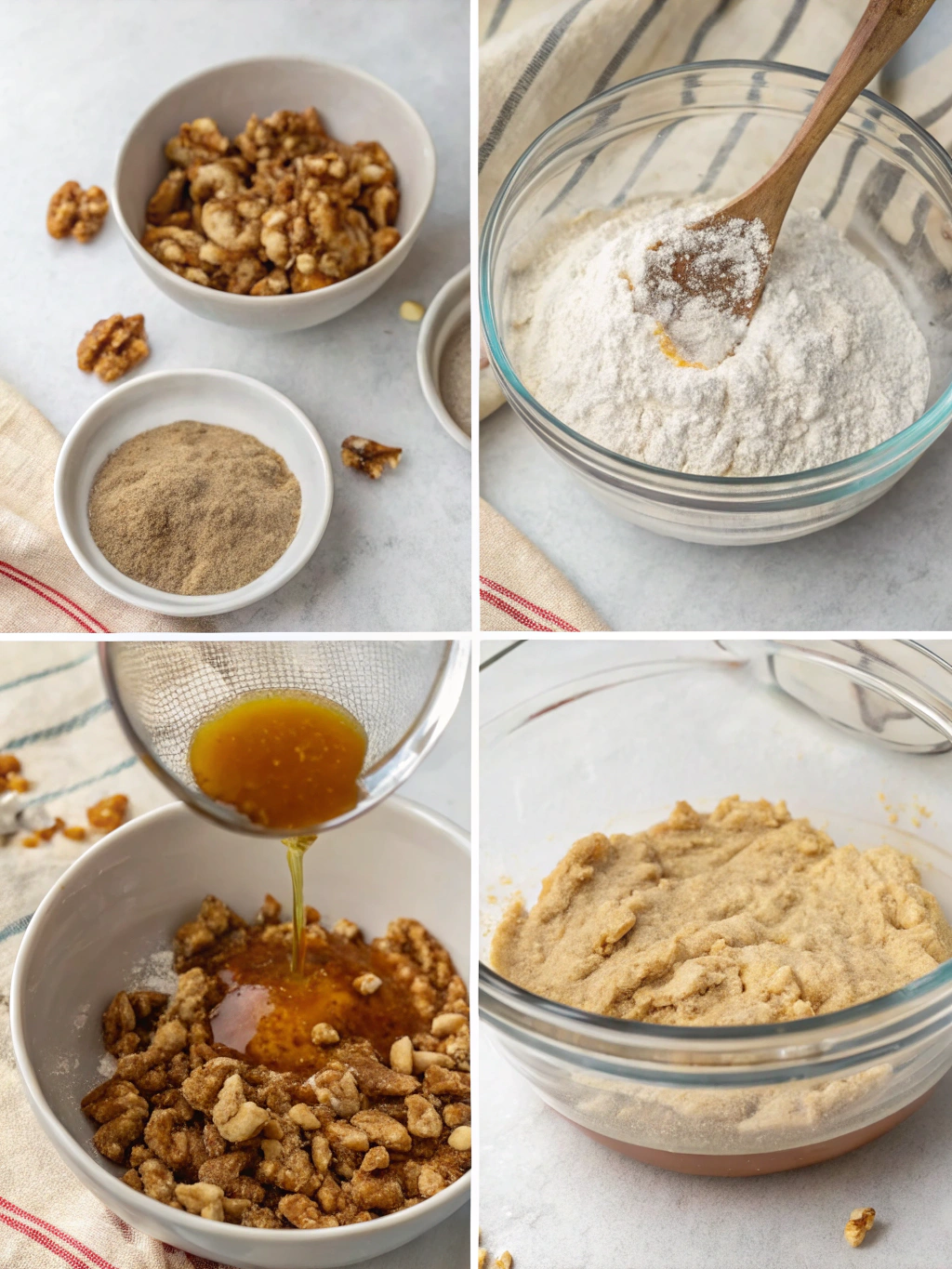 gluten-free maple walnut blondies preparing steps