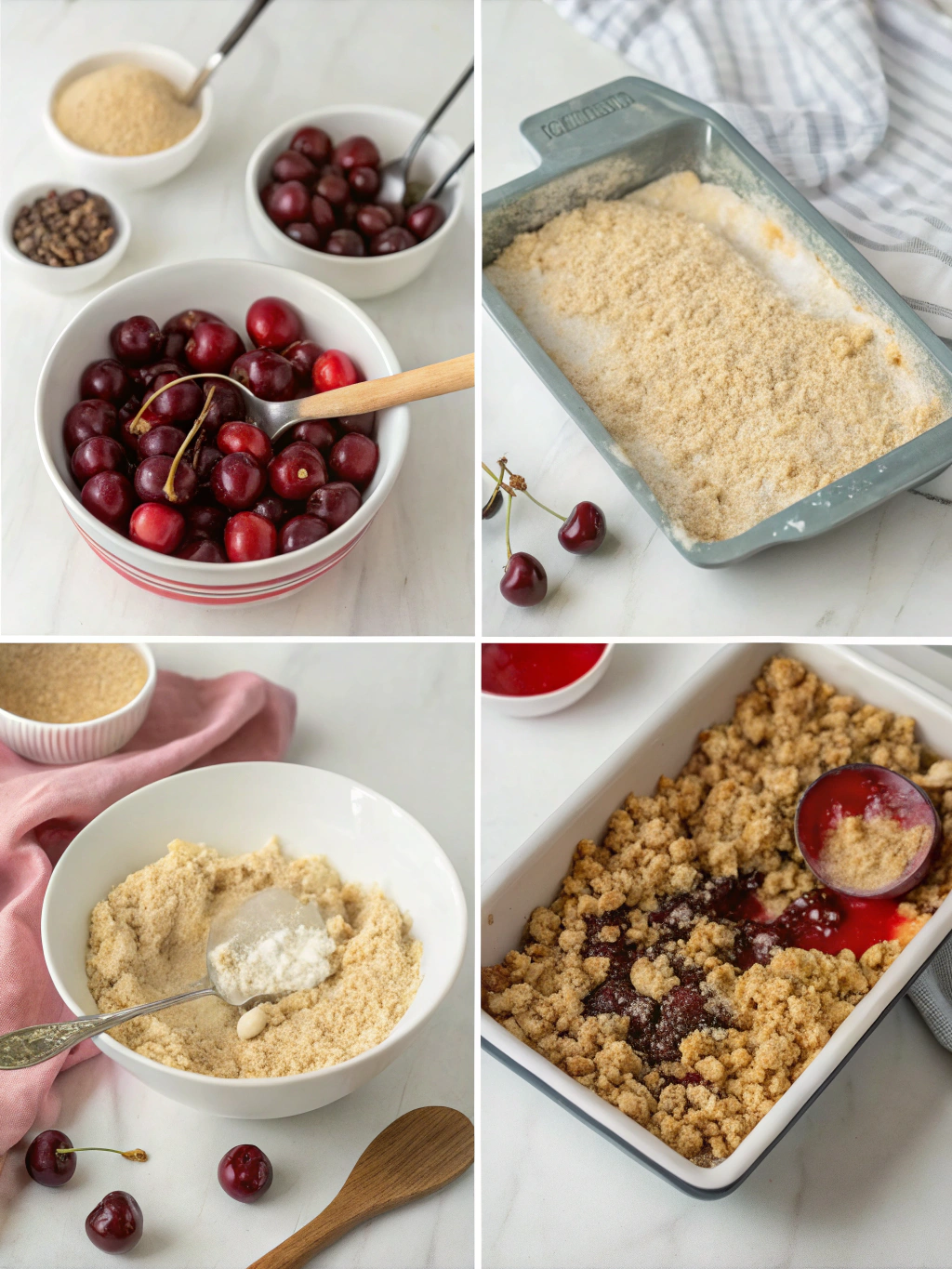 gluten-free cherry crumble preparing steps