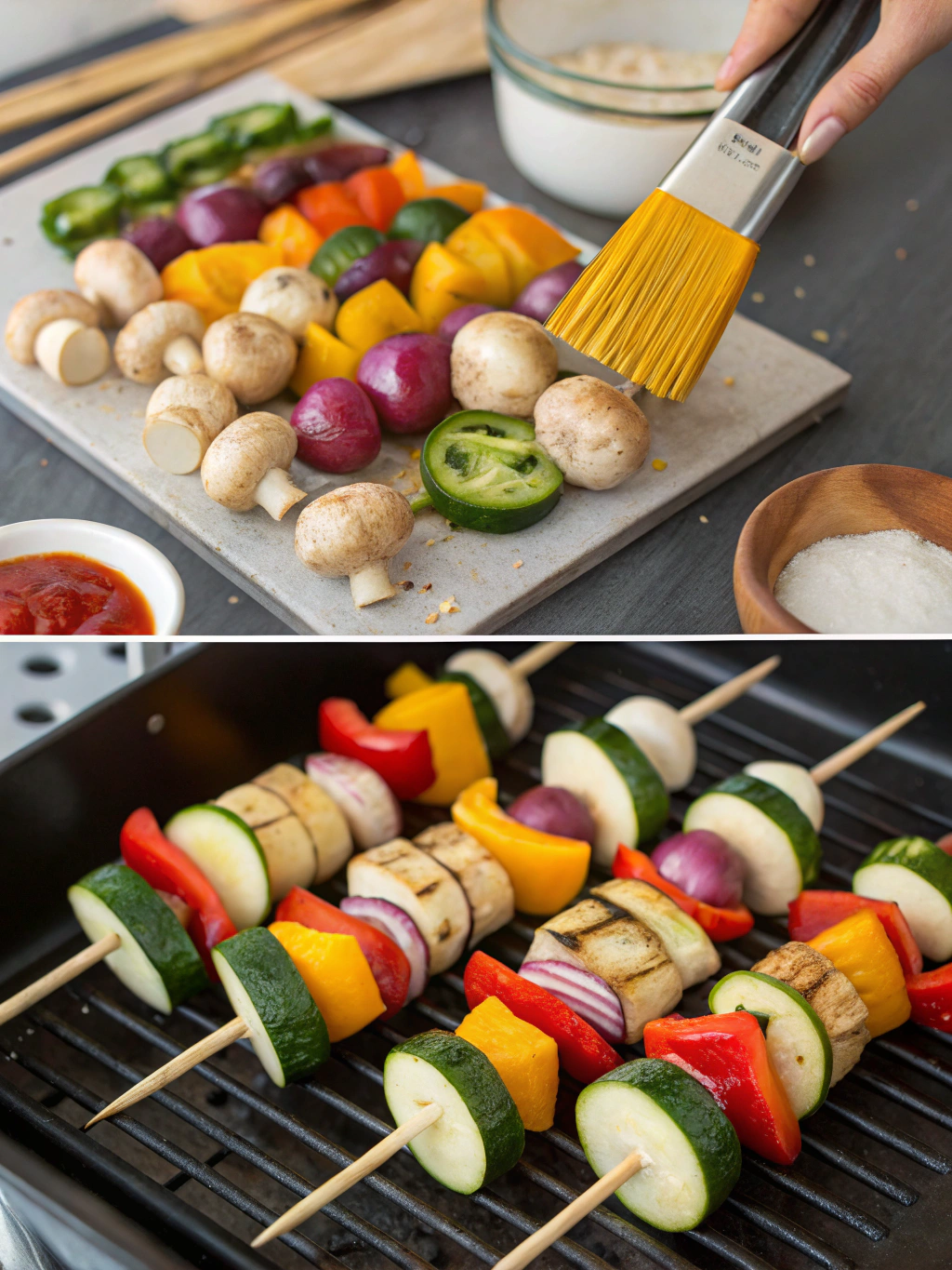 gluten-free veggie kebabs preparing steps
