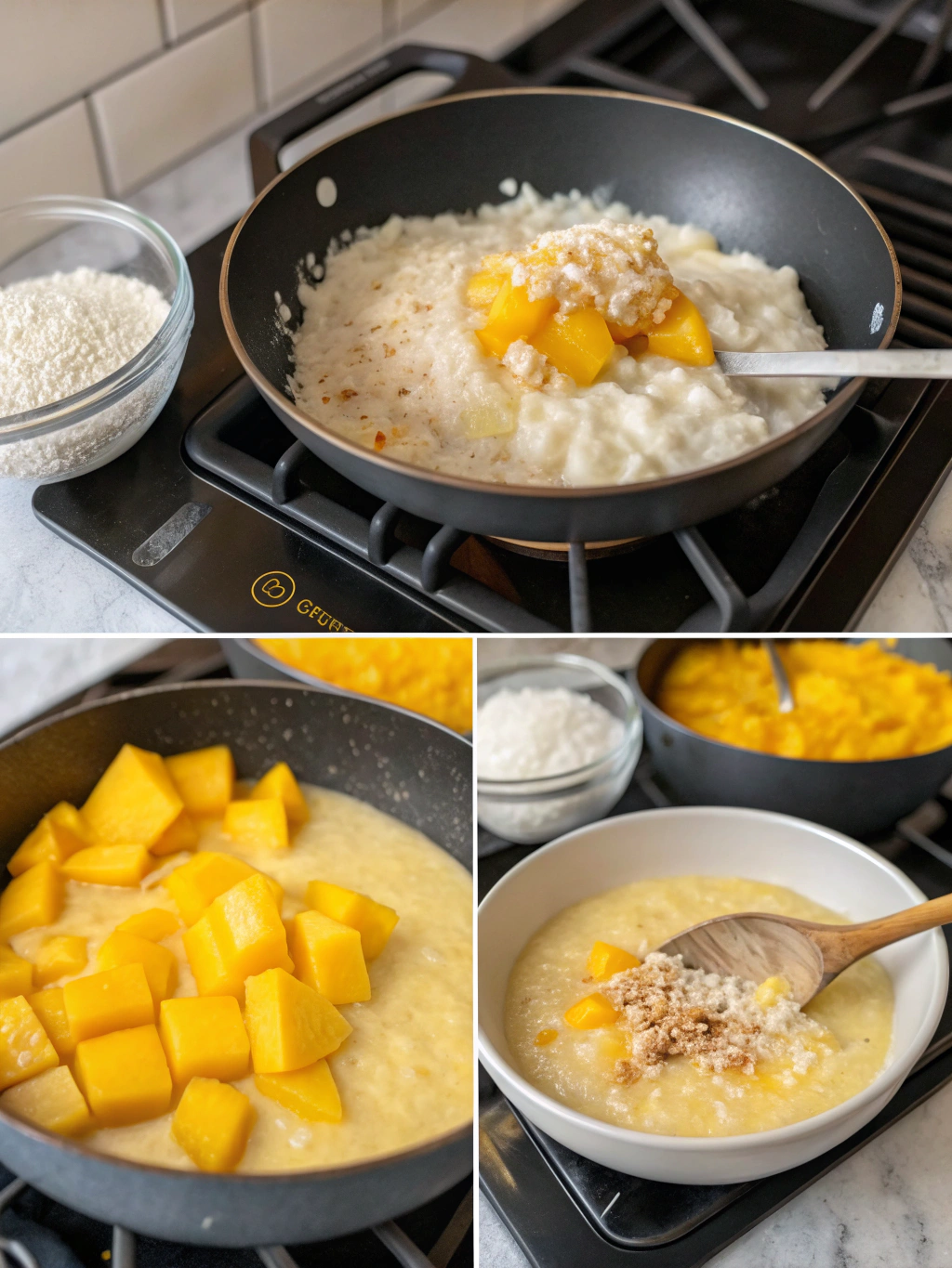 mango coconut rice pudding gluten-free preparing steps