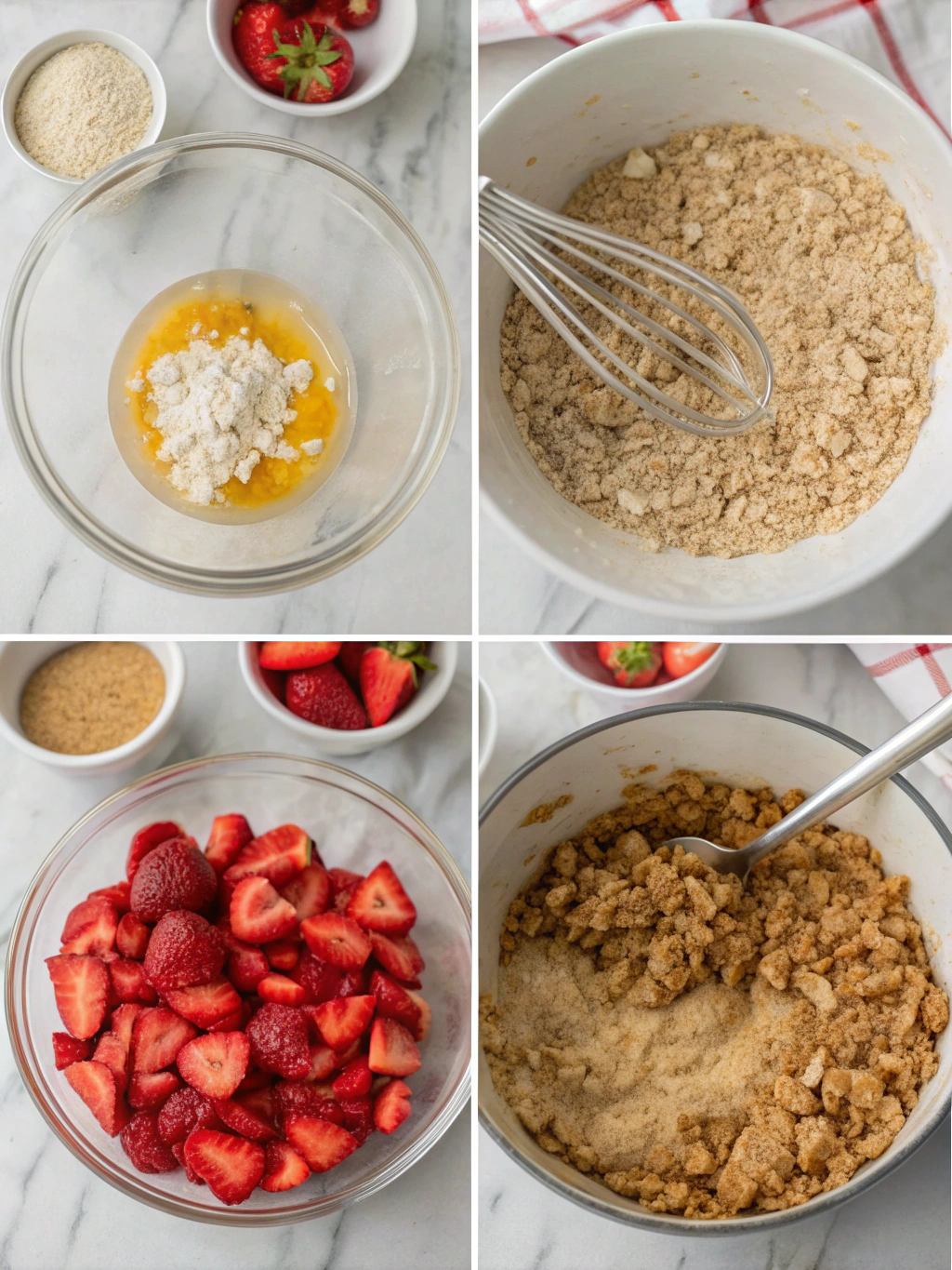 gluten-free strawberry oat bars preparing steps