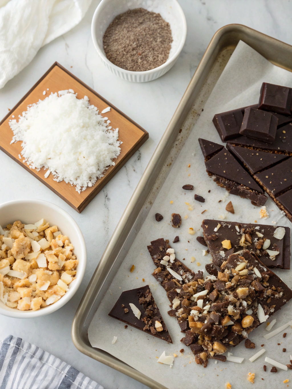 coconut chocolate bark gluten-free preparing steps