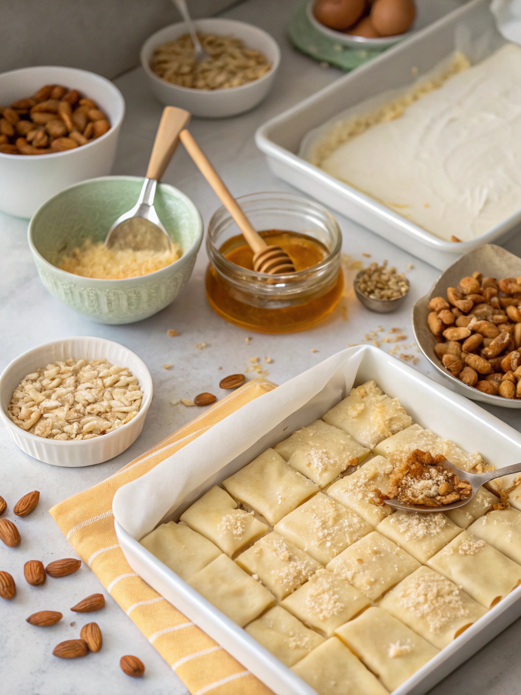 gluten-free baklava almonds preparing steps