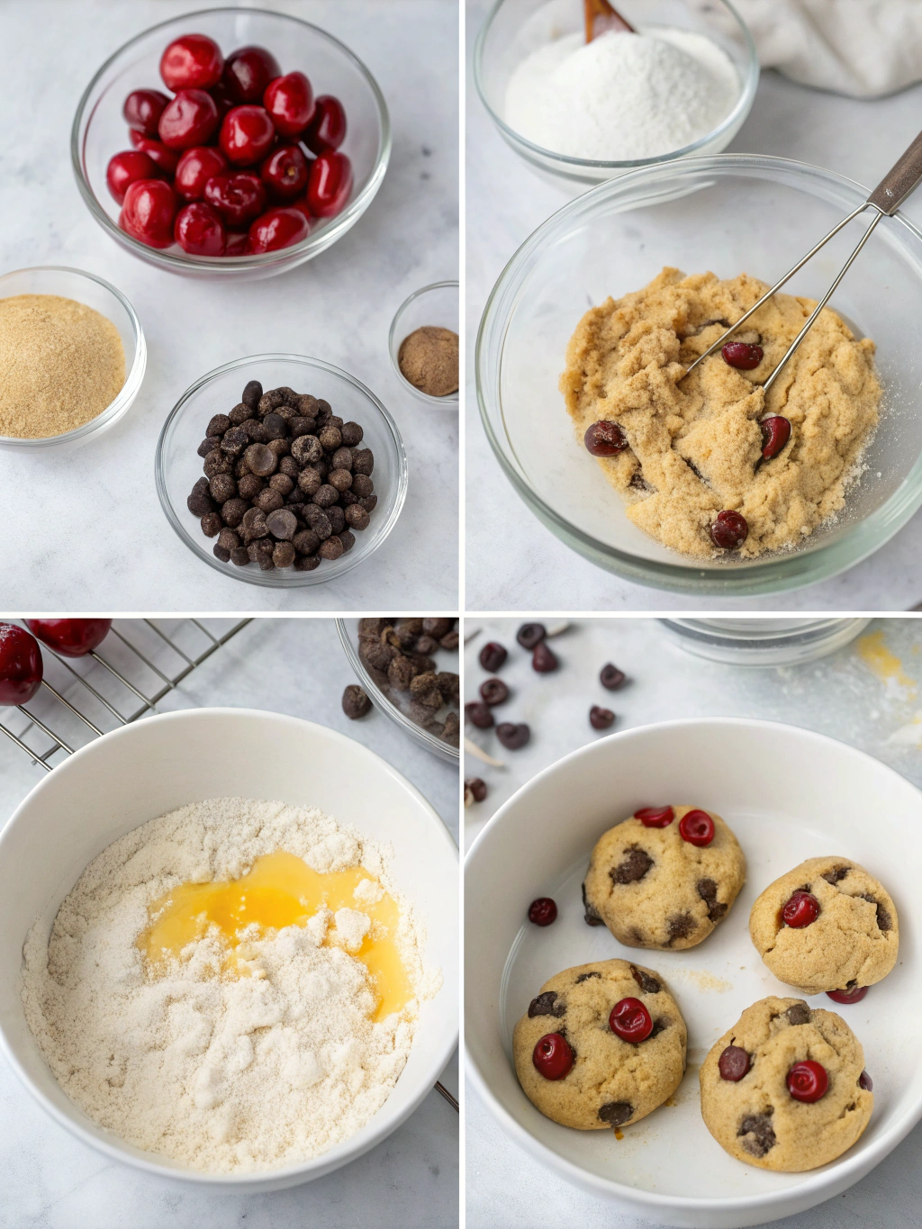 cherry chocolate chip cookies gluten-free preparing steps