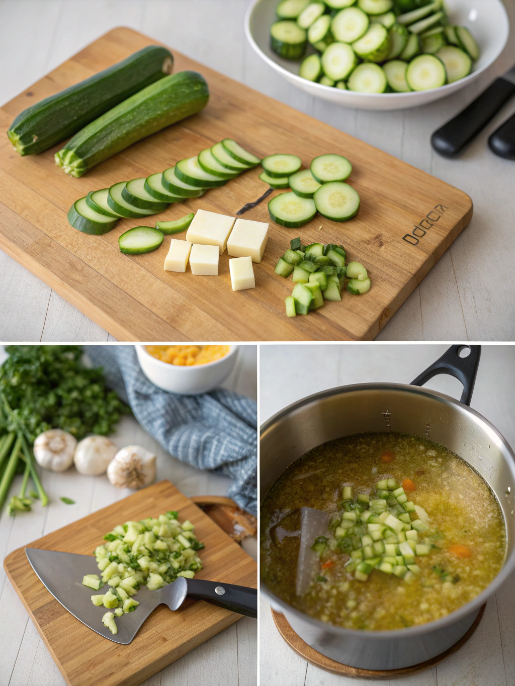 gluten-free zucchini soup preparing steps