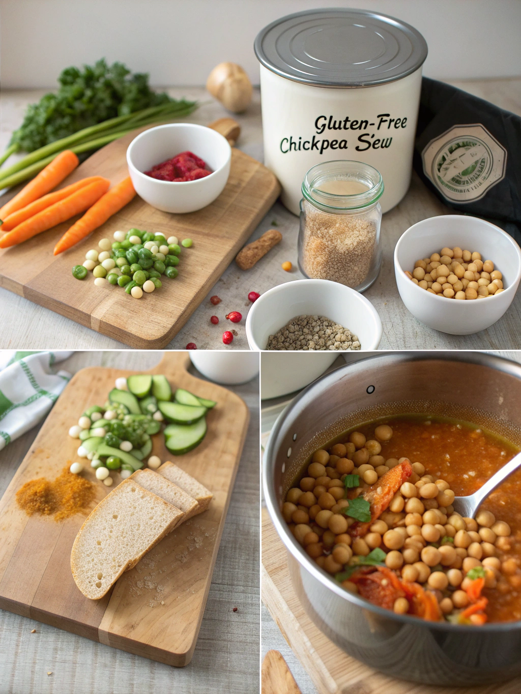 gluten-free chickpea stew preparing steps