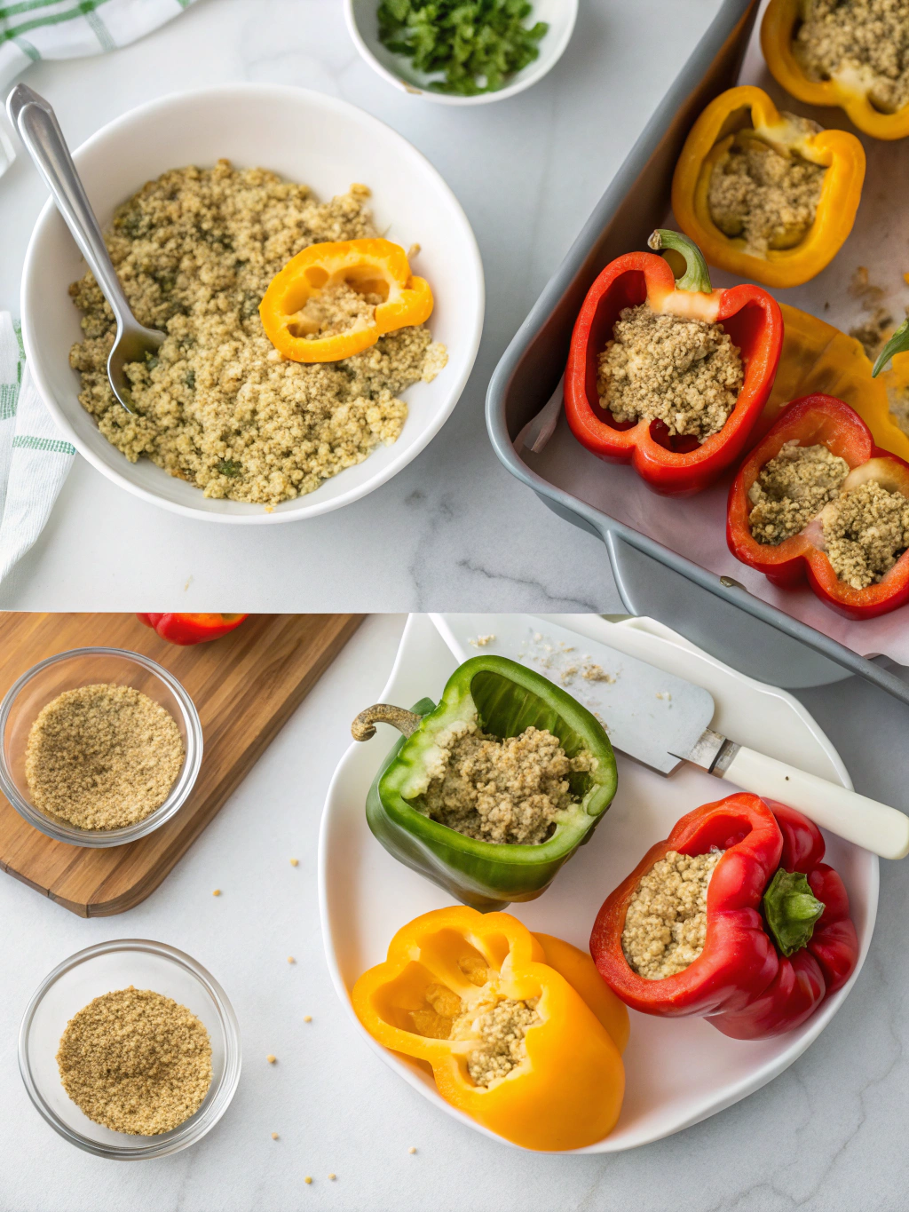 gluten-free stuffed peppers quinoa preparing steps