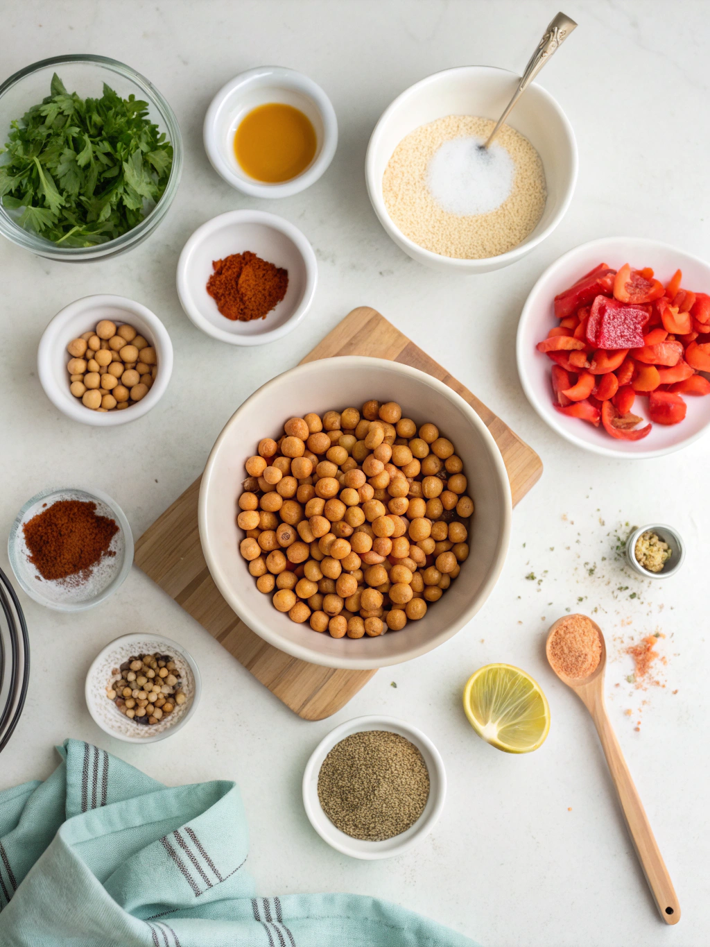 gluten-free roasted chickpea bowl preparing steps