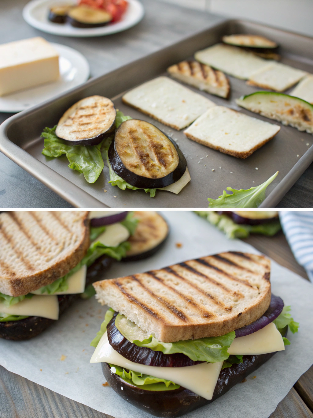 gluten-free eggplant panini preparing steps