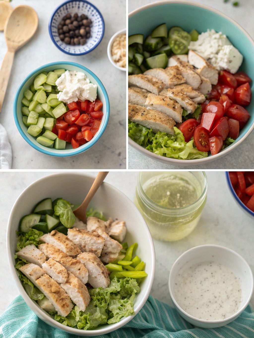 gluten-free greek chicken bowl preparing steps