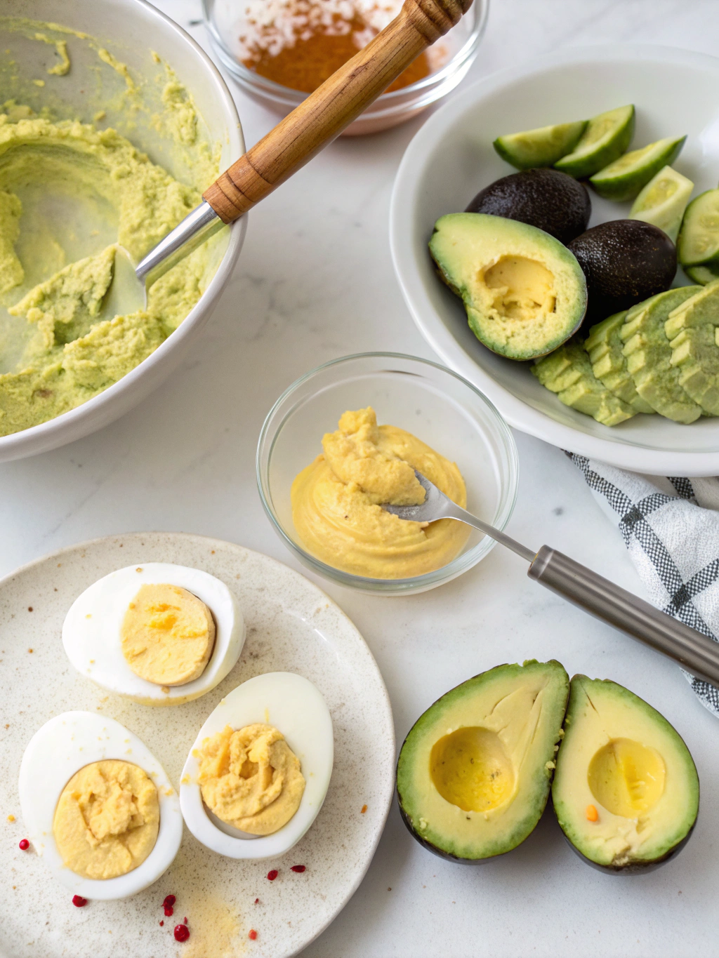 gluten-free deviled eggs avocado preparing steps